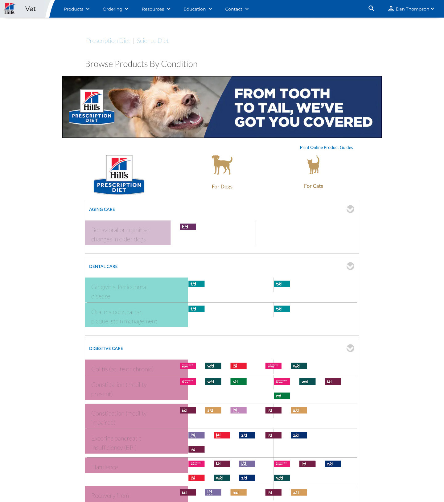 Original browse by condition page